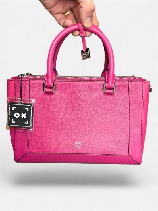 MCM Handbags - MCM Hot Pink Saffiano Leather Double Zip Satchel Crossbody Bag COA & Dust Bag